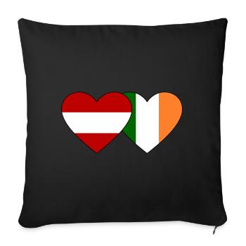 Austria Ireland Flag Heart - Sofa pillowcase 17,3'' x 17,3'' (45 x 45 cm) - black - Front