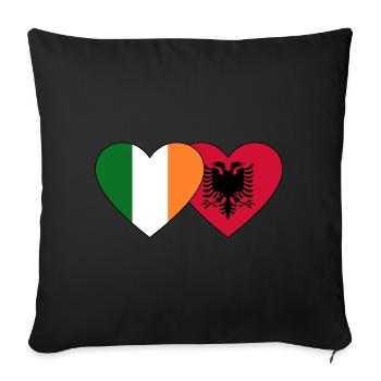 Ireland Albania Flag Heart - Sofa pillowcase 17,3'' x 17,3'' (45 x 45 cm) - black - Front