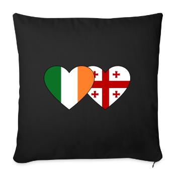 Irlande Géorgie Flag Heart - Housse de coussin décorative 45 x 45 cm - noir - Devant