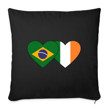 Brazil Ireland Flag Heart - Sofa pillowcase 17,3'' x 17,3'' (45 x 45 cm) - black - Front