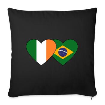 Ireland Brazil Flag Heart - Sofa pillowcase 17,3'' x 17,3'' (45 x 45 cm) - black - Front