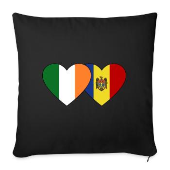 Ireland Moldova Flag Heart - Sofa pillowcase 17,3'' x 17,3'' (45 x 45 cm) - black - Front