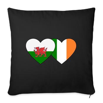 Wales Ireland Flag Heart - Sofa pillowcase 17,3'' x 17,3'' (45 x 45 cm) - black - Front