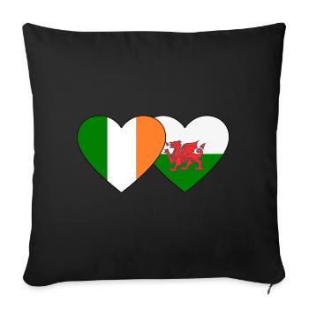 Drapeau de l’Irlande Pays de Galles Coeur - Housse de coussin décorative 45 x 45 cm - noir - Devant