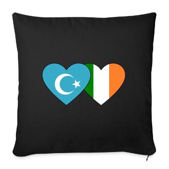 Cœur de drapeau ouïghour irlandais - Housse de coussin décorative 45 x 45 cm - noir - Devant