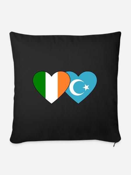 Irland Uiguren Flagge Herz - Sofakissenbezug 45 x 45 cm - Schwarz