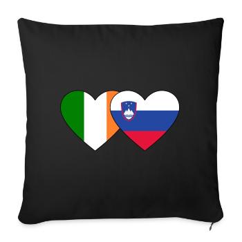 Ireland Slovenia Flag Heart - Sofa pillowcase 17,3'' x 17,3'' (45 x 45 cm) - black - Front