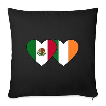 Mexico Ireland Flag Heart - Sofa pillowcase 17,3'' x 17,3'' (45 x 45 cm) - black - Front