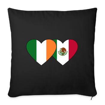 Ireland Mexico Flag Heart - Sofa pillowcase 17,3'' x 17,3'' (45 x 45 cm) - black - Front