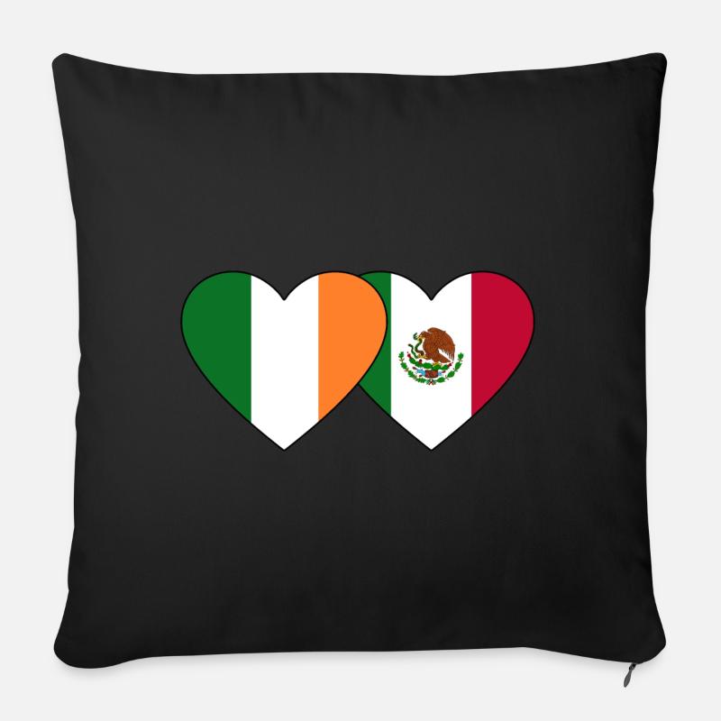 Irland Mexiko Flagge Herz - Sofakissenbezug 45 x 45 cm - Schwarz