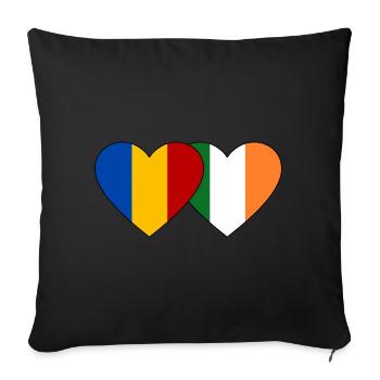 Romania Ireland Flag Heart - Sofa pillowcase 17,3'' x 17,3'' (45 x 45 cm) - black - Front