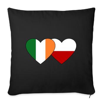 Ireland Poland Flag Heart - Sofa pillowcase 17,3'' x 17,3'' (45 x 45 cm) - black - Front