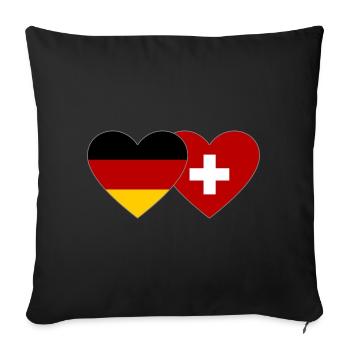 Germany Switzerland Heart Flag - Sofa pillowcase 17,3'' x 17,3'' (45 x 45 cm) - black - Front