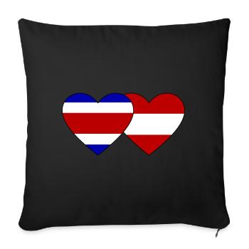 Costa Rica Austria Flag Heart - Sofa pillowcase 17,3'' x 17,3'' (45 x 45 cm) - black - Front