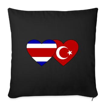 Coeur de drapeau de dinde du Costa Rica - Housse de coussin décorative 45 x 45 cm - noir - Devant