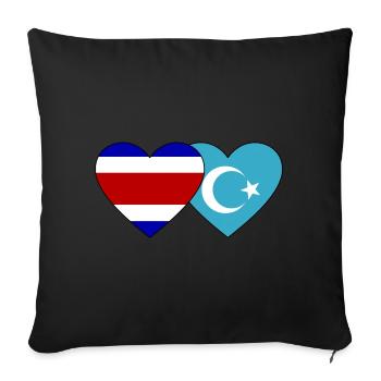 Coeur de drapeau ouïghour du Costa Rica - Housse de coussin décorative 45 x 45 cm - noir - Devant