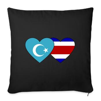 Ouïghours Costa Rica drapeau coeur - Housse de coussin décorative 45 x 45 cm - noir - Devant