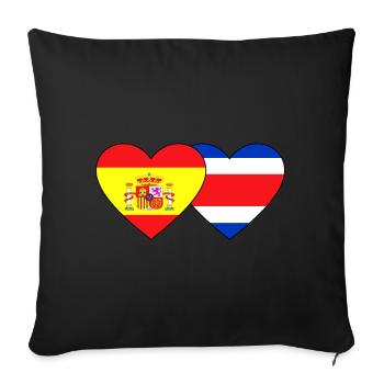 Espagne Costa Rica Drapeau Coeur - Housse de coussin décorative 45 x 45 cm - noir - Devant