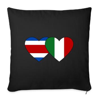 Costa Rica Italie Drapeau Coeur - Housse de coussin décorative 45 x 45 cm - noir - Devant