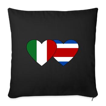 Italie Costa Rica Drapeau Coeur - Housse de coussin décorative 45 x 45 cm - noir - Devant