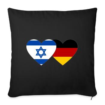 Israel Germany Flag Heart - Sofa pillowcase 17,3'' x 17,3'' (45 x 45 cm) - black - Front