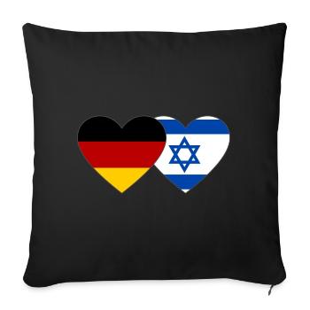 Germany Israel Flag Heart - Sofa pillowcase 17,3'' x 17,3'' (45 x 45 cm) - black - Front