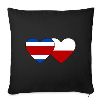 Costa Rica Pologne Drapeau Coeur - Housse de coussin décorative 45 x 45 cm - noir - Devant