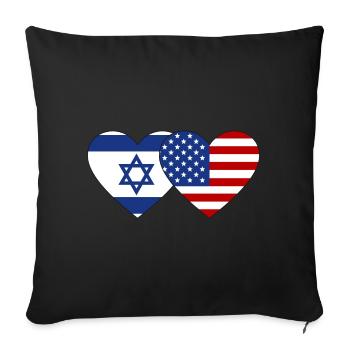 Israel USA Flag Heart - Sofa pillowcase 17,3'' x 17,3'' (45 x 45 cm) - black - Front