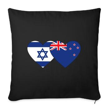 Israel New Zealand Flag Heart - Sofa pillowcase 17,3'' x 17,3'' (45 x 45 cm) - black - Front