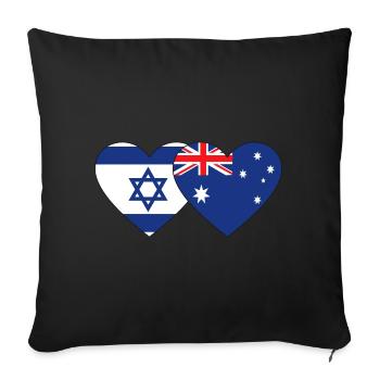 Israël Australie Flag Heart - Housse de coussin décorative 45 x 45 cm - noir - Devant