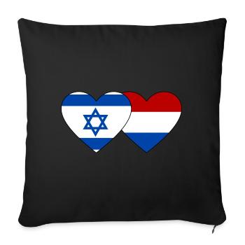 Israël Hollande Drapeau Coeur - Housse de coussin décorative 45 x 45 cm - noir - Devant