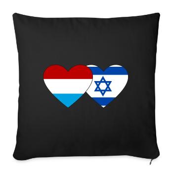 Drapeau luxembourgeois Israël coeur - Housse de coussin décorative 45 x 45 cm - noir - Devant