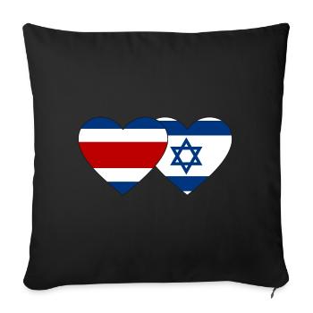 Costa Rica Israël drapeau coeur - Housse de coussin décorative 45 x 45 cm - noir - Devant