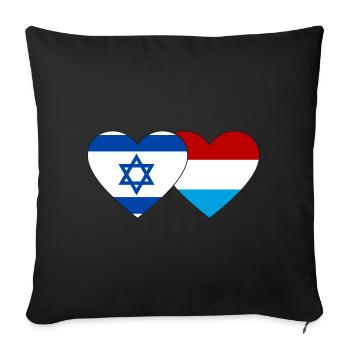 Israël Luxembourg Drapeau Coeur - Housse de coussin décorative 45 x 45 cm - noir - Devant
