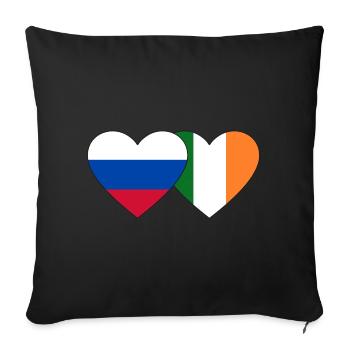 Russia Ireland Flag Heart - Sofa pillowcase 17,3'' x 17,3'' (45 x 45 cm) - black - Front