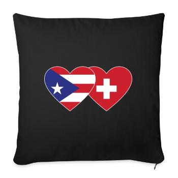 Drapeau du cœur de Porto Rico Suisse - Housse de coussin décorative 45 x 45 cm - noir - Devant