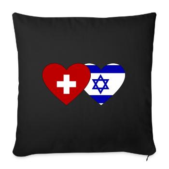 Suisse Israël Coeur Drapeau - Housse de coussin décorative 45 x 45 cm - noir - Devant