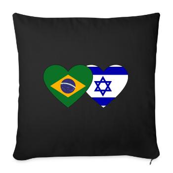 Brazil Israel Heart Flag - Sofa pillowcase 17,3'' x 17,3'' (45 x 45 cm) - black - Front