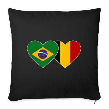 Brasilien Belgien Herz Flagge - Sofakissenbezug 45 x 45 cm - Schwarz - Vorne