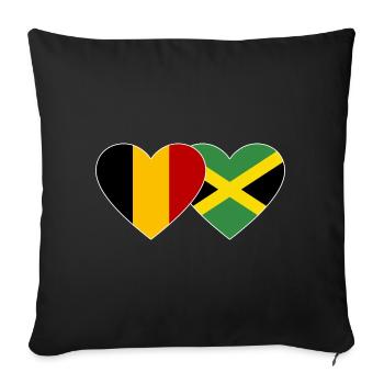Belgique Jamaïque Drapeau du Cœur - Housse de coussin décorative 45 x 45 cm - noir - Devant
