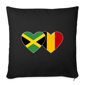 Jamaïque Belgique Drapeau du Cœur - Housse de coussin décorative 45 x 45 cm - noir - Devant