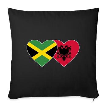 Jamaïque Albanie Drapeau du cœur - Housse de coussin décorative 45 x 45 cm - noir - Devant