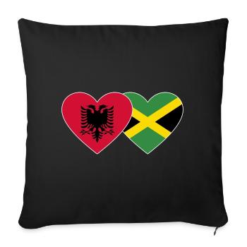 Albanie Jamaïque Drapeau du Cœur - Housse de coussin décorative 45 x 45 cm - noir - Devant
