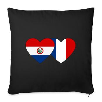 Paraguay France Heart Flag - Sofa pillowcase 17,3'' x 17,3'' (45 x 45 cm) - black - Front