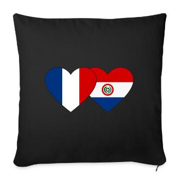 France Paraguay Heart Flag - Sofa pillowcase 17,3'' x 17,3'' (45 x 45 cm) - black - Front