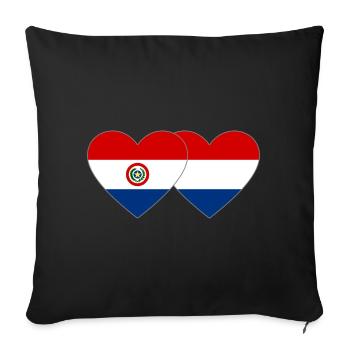 Paraguay Holland Heart Flag - Sofa pillowcase 17,3'' x 17,3'' (45 x 45 cm) - black - Front