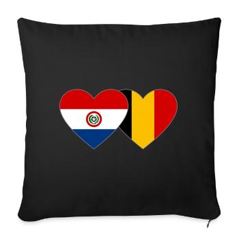 Paraguay Belgium Heart Flag - Sofa pillowcase 17,3'' x 17,3'' (45 x 45 cm) - black - Front