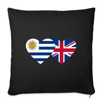 Uruguay England Heart Flag - Sofa pillowcase 17,3'' x 17,3'' (45 x 45 cm) - black - Front