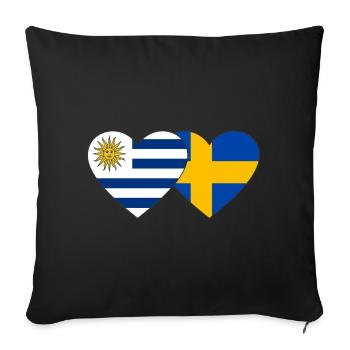 Uruguay Sweden Heart Flag - Sofa pillowcase 17,3'' x 17,3'' (45 x 45 cm) - black - Front