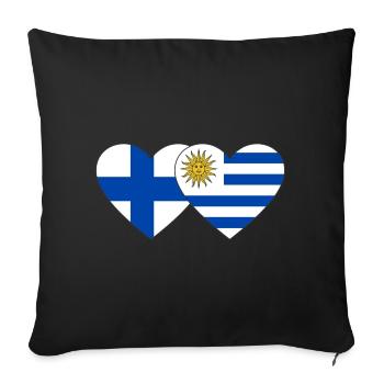 Finland Uruguay Heart Flag - Sofa pillowcase 17,3'' x 17,3'' (45 x 45 cm) - black - Front